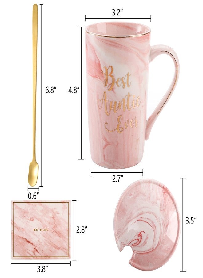 Hedume Best Auntie Ever Mug, 12 Oz Pink Marble Ceramic Coffee Cup with Gifts Box and Greeting Card, Aunt Gifts from Niece and Nephew, Funny Birthday Presents for Aunty - Image 5